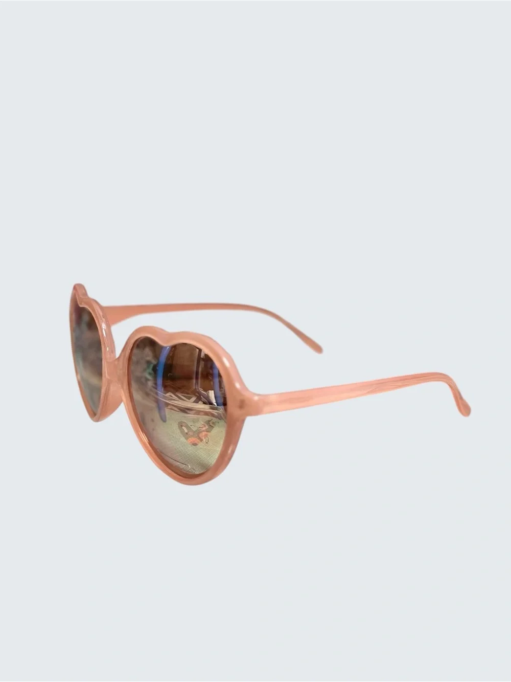 Heart-Shaped Pink Mirrored Sunglasses